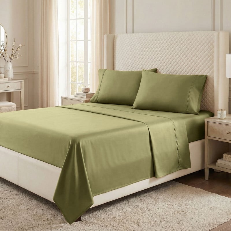 Superior Egyptian Cotton 530 TC Sheet Set Sateen Weave, Deep Pocket, Ultra‑Soft & Breathable Bedding