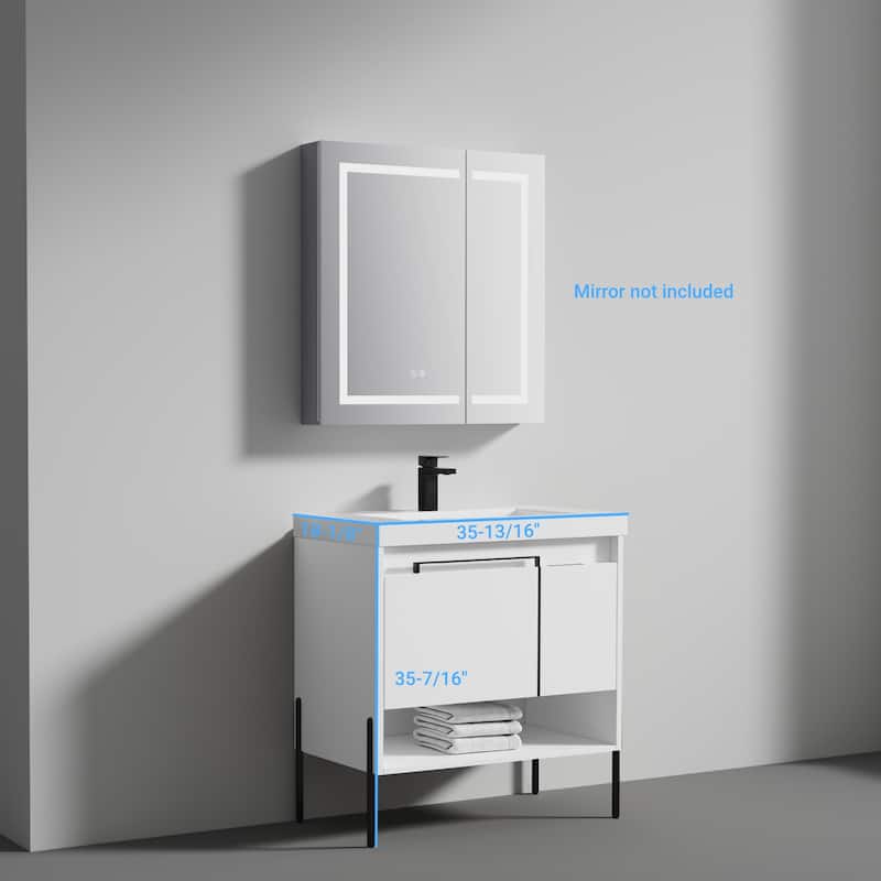 Blossom Turin 36 Inch Freestanding Bathroom Vanity with Acrylic Sink