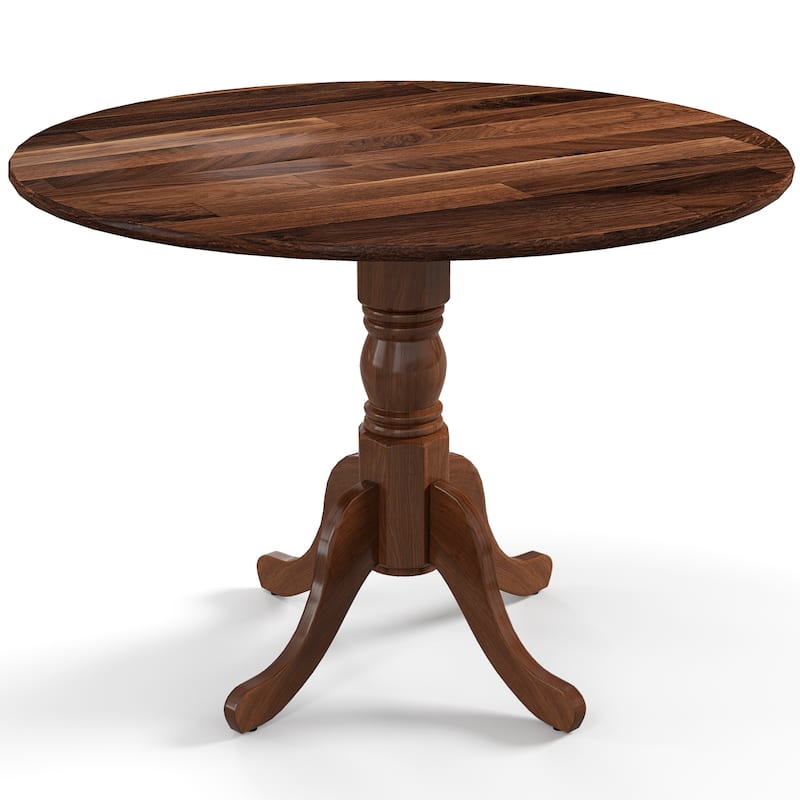 Wooden Dining Table with Round Tabletop and Curved Trestle Legs - 39.37" x 39.37" x 28.74"