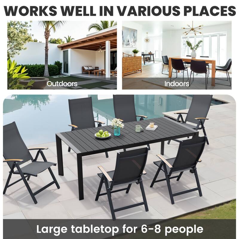 7-Piece Furniture Set Outdoor Patio Dining Table and Folding Chairs