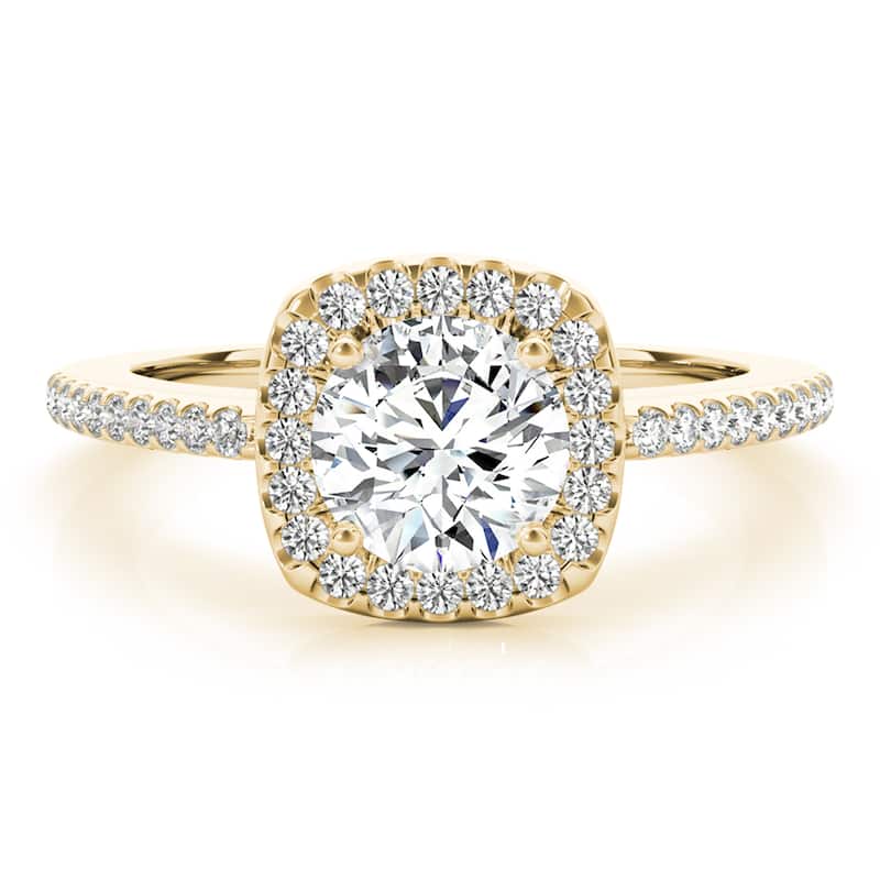 Auriya 14k-Yellow Gold Lab Grown Round Diamond Halo Engagement Ring 0.50 to 5.00 ct. tw. (F-G VS)