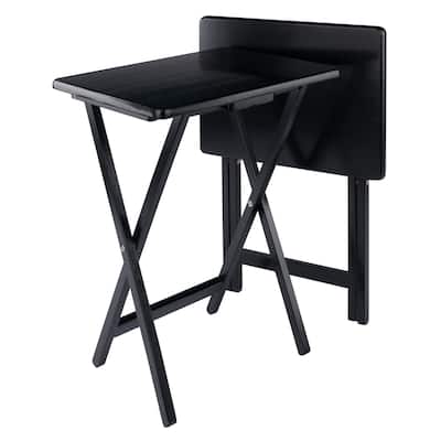 Alex Set of 2 Snack Tables Black Finish