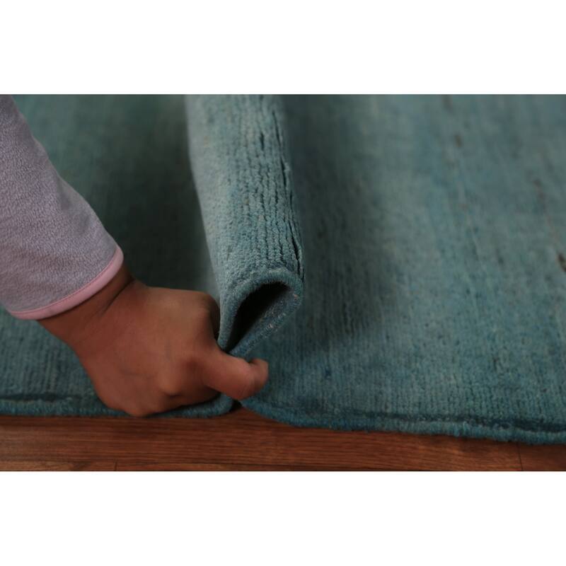 Blue Gabbeh Modern Rug Handmade Wool Carpet - 3'3" x 4'10"