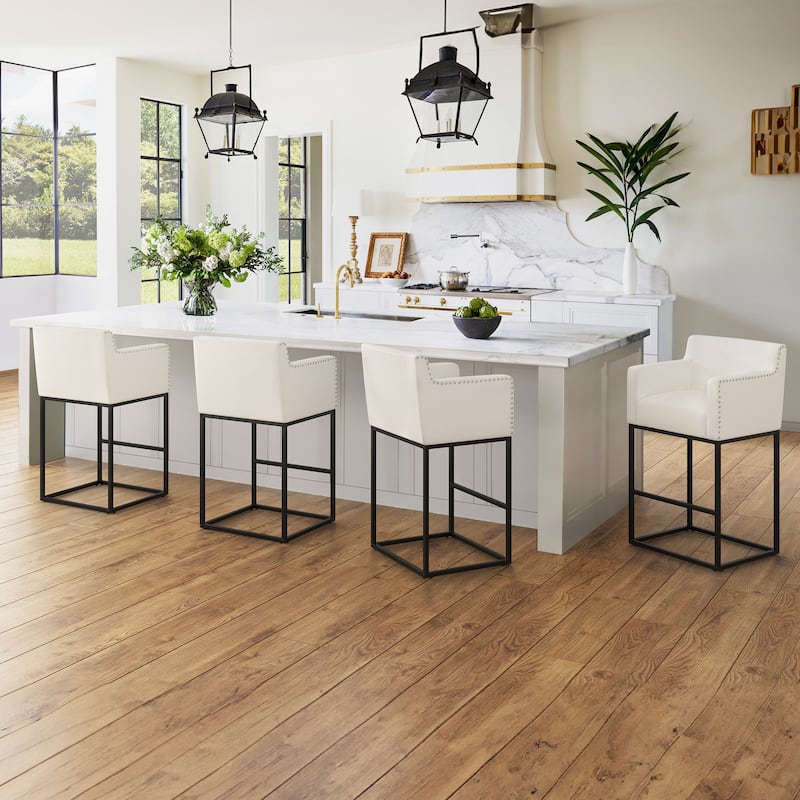 Modern Counter Height Bar Stools Fabric Upholstered Counter Stool