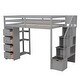 preview thumbnail 11 of 14, Twin size Loft Bed with Storage Drawers and Stairs,Wooden Loft Bed with Shelves