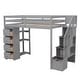 preview thumbnail 11 of 45, Wooden Loft Bed Frame with Shelves,Storage Drawers and Stairs,Twin size