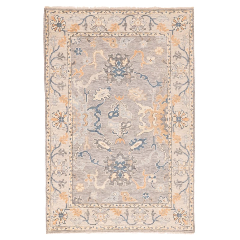 ECARPETGALLERY Hand-knotted Modern Oushak Grey Wool Rug - 6'1 x 9'0