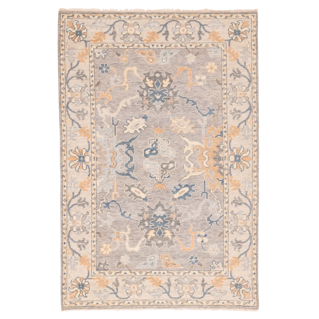 ECARPETGALLERY Hand-knotted Modern Oushak Grey Wool Rug - 6'1 x 9'0