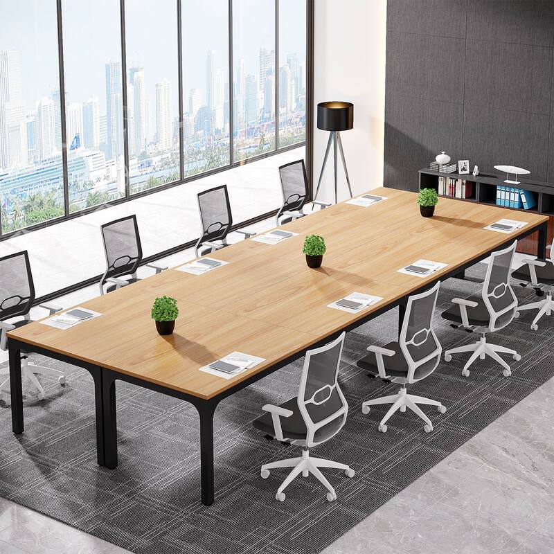 Long Conference Table Set of 4, 13FT Large Rectangle Meeting Seminar Table, 78.74-Inch Business Tables