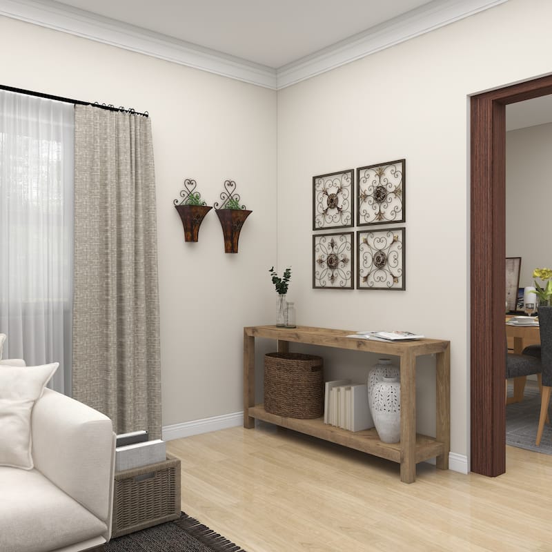 Brown Metal Indoor Outdoor Weathered Hanging Scroll Indoor Outdoor Wall Planter with Fleur-De-Lis Accent (Set of 2)