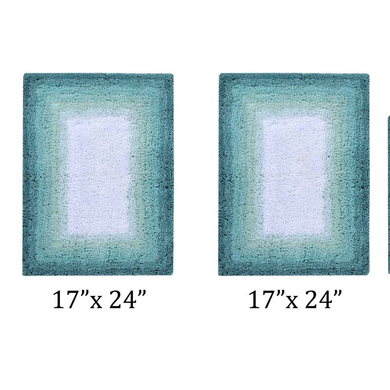 Better Trends 100% Cotton Super Soft & Highly Water Absorbent Bathroom Rugs-Torrent Collection Tufted Machine Washable Bath Mats - 2 Piece Set (17" x 24" | 17" x 24") - Turquoise