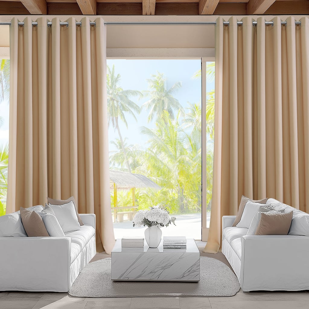 Exclusive Fabrics Villanova Solid Grommet Waterproof Light Filtering Outdoor and Indoor Curtains (1 Panel)