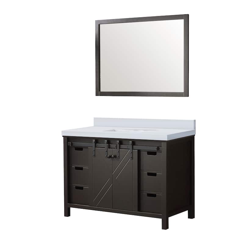Marsyas 48 in W x 22 in D Ash Grey Bath Vanity, White Quartz Countertop and 44 in Mirror