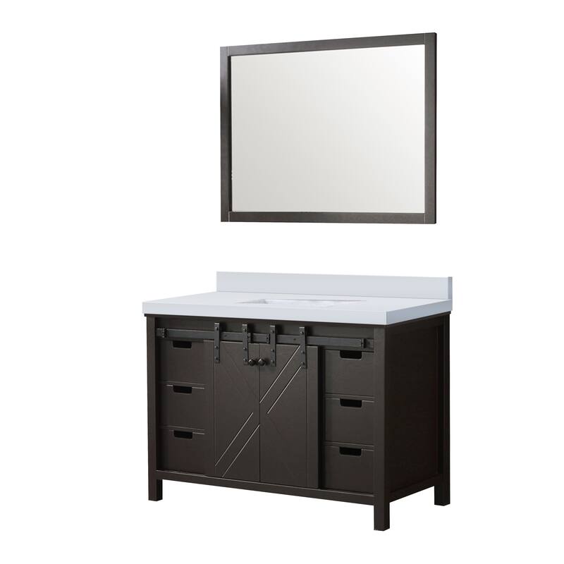 Marsyas 48 in W x 22 in D Brown Bath Vanity, Cultured Marble Countertop and 44 in Mirror