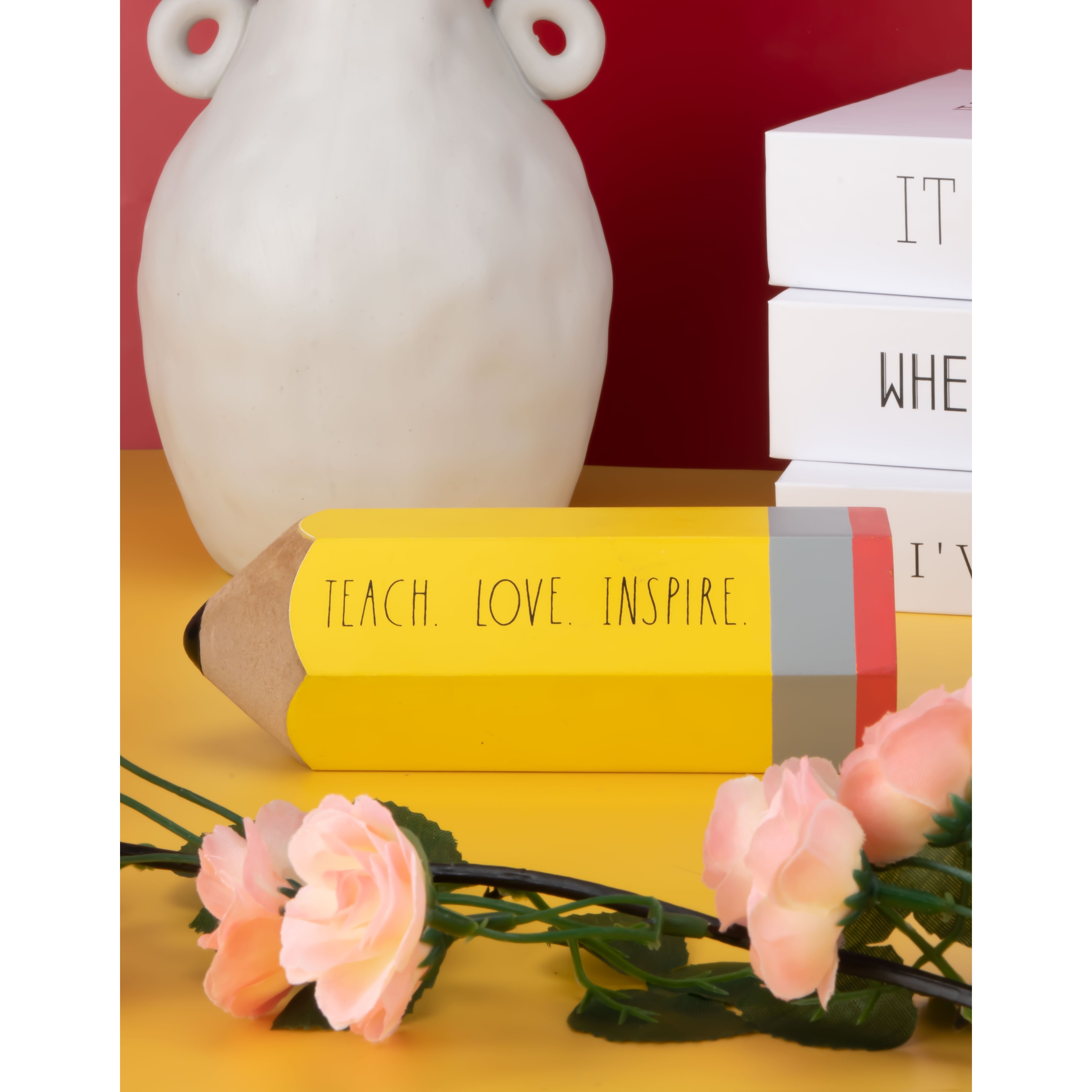 Rae Dunn Pencil TEACHER Themed Desktop Décor - N/A