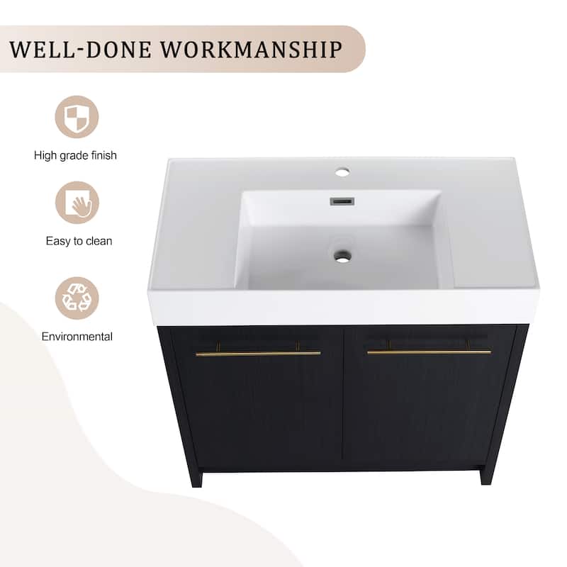 Bathroom Vanity With Sink In 24/30/36 Inch, Freestanding Bathroom Vanity With Soft Close Door and Adjustable Shelf