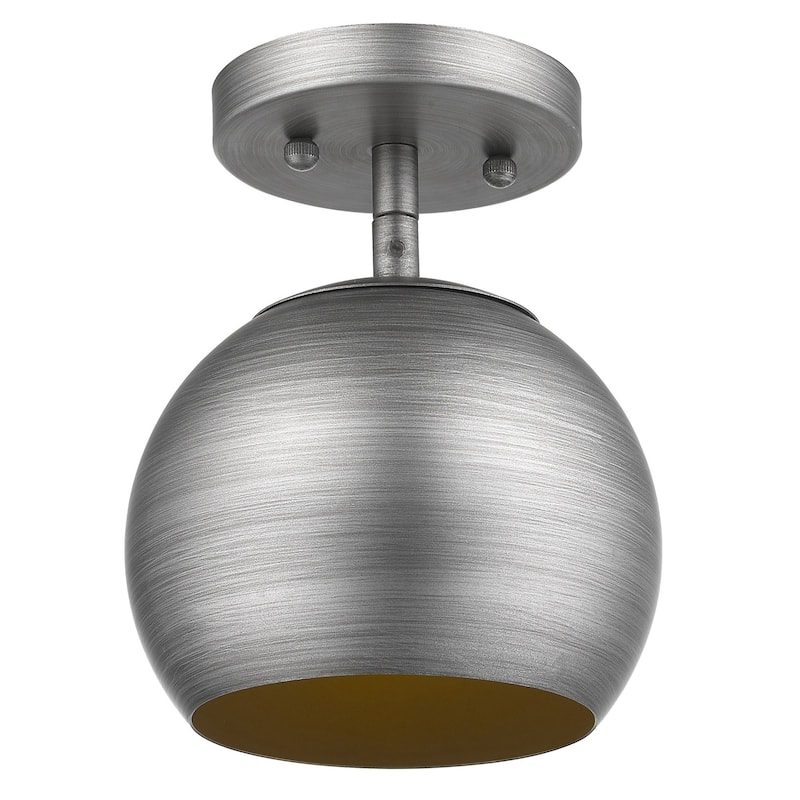 HomeRoots Light Gray and Gold Hanging Dome Light - 7' X '5.75' X '7