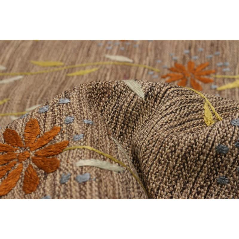 ECARPETGALLERY Flat-Weave Ankara FW Tan Viscose, Wool Kilim - 8'0 x 11'6