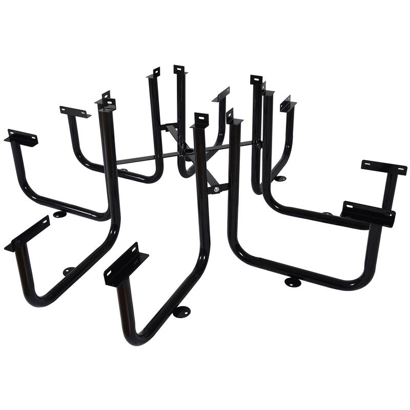 46" Heavy Duty Square Steel Picnic Table, Black with Umbrella Hole