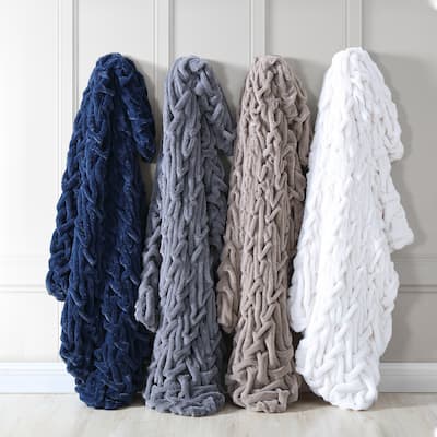 Modern Threads Faux Fur Braided Reverse To Flannel Throw - 50" x 60"