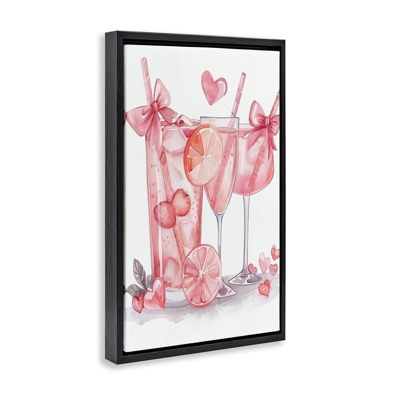 Stupell Pink Glam Cocktail Party Framed Floater Canvas Wall Art Design By LSR Design Studio