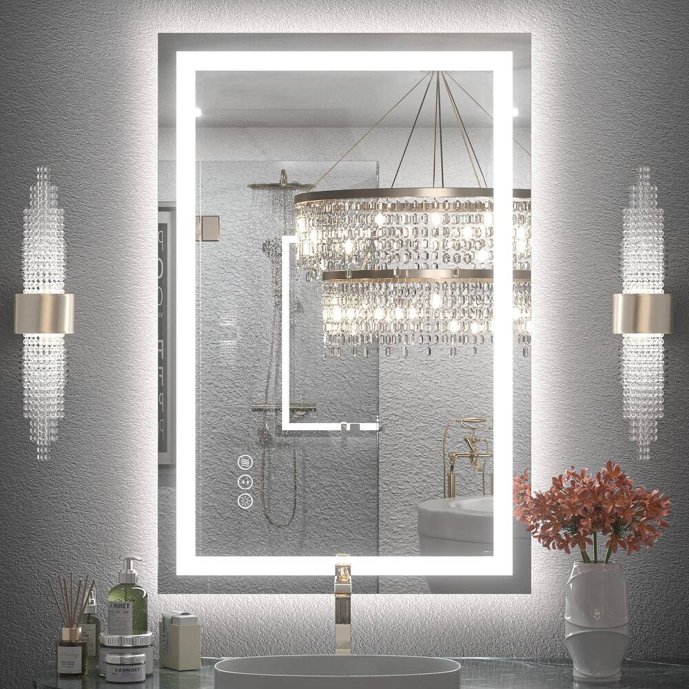 Large LED Bathroom Mirror with UL Listed, Front and Backlit, Anti-Fog