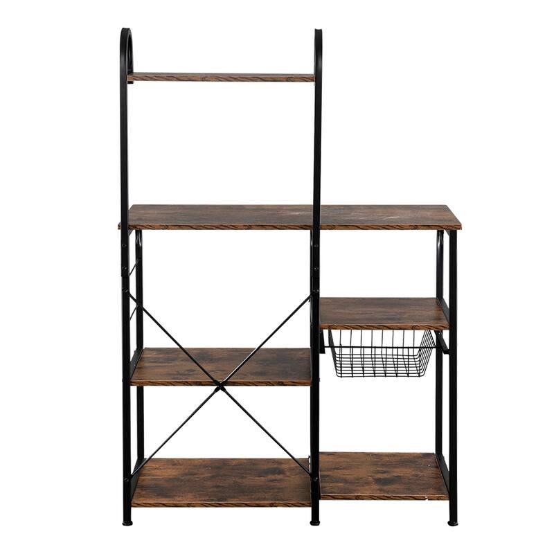 Kitchen Baker's Rack 35.5" Microwave Stand 4-Tier Spice Rack Organizer Workstation with 10 Hooks