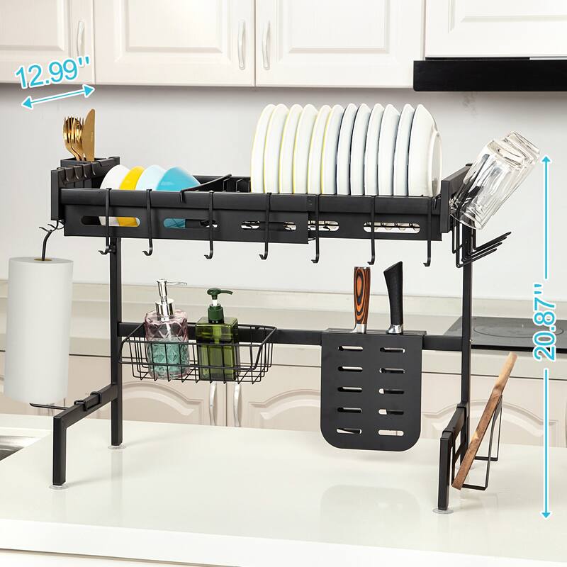 Adjustable Multifunctional Over Sink Dish Drying Rack, 25.6-35.5in