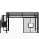 preview thumbnail 12 of 10, Twin Metal Low Loft Bed with Storage Staircase, Guardrails and Iron Mesh, Black