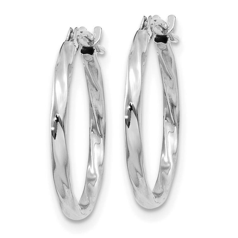 Curata 14k White Gold Polished 1.5x15mm Twisted Hoop Earrings