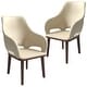 preview thumbnail 36 of 63, Vivara Set of 2 Leather Dining Chair with Padded Seat - Mid-Century Arm Chair for Home Office Bar & Kitchen Off White