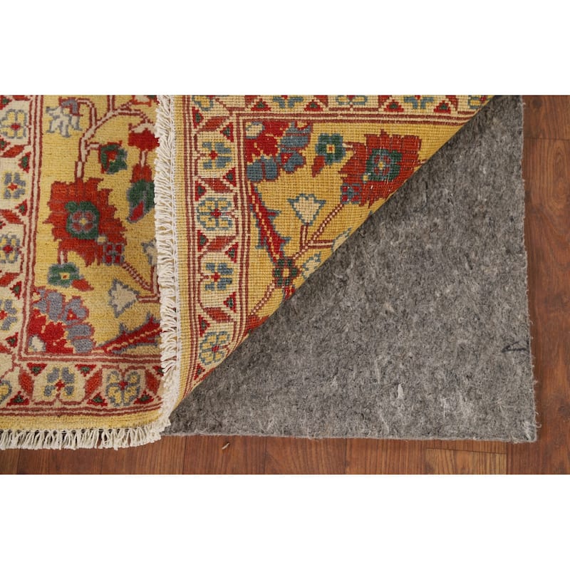 Yellow Kazak Oriental Foyer Rug Hand-Knotted Floral Wool Carpet - 2'0" x 3'0"