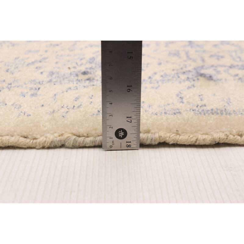 ECARPETGALLERY Hand Loomed Elysian Cream Silk, Wool Rug - 5'3 x 7'6