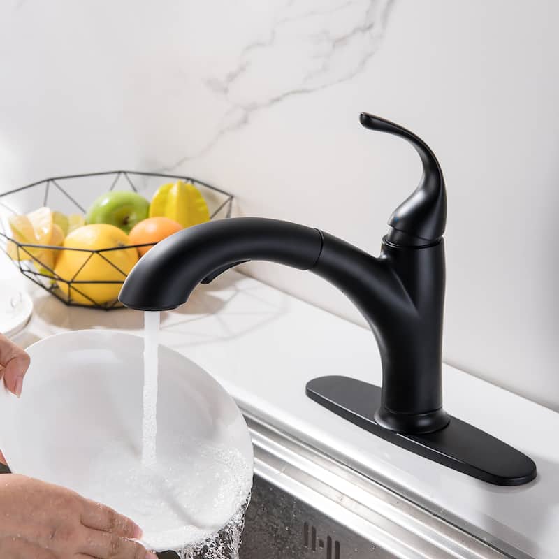 Countertop Kitchen Faucet Sink Pull Out Sprayer w/ Cover Plate Taps