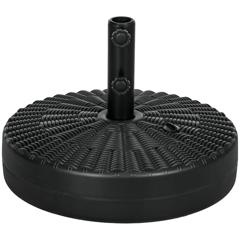 Outsunny 64 lbs. Fillable Umbrella Base with Steel Umbrella Holder, Round Umbrella Stand for 1.5" or 2" Umbrella Poles