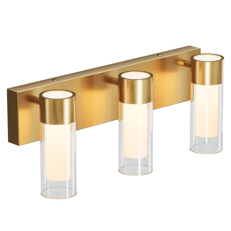 3-Light LED Bathroom Vanity Light Wall Sconces with Glass Shades - ‎25.3"L x 8.8"W x 6.2"H