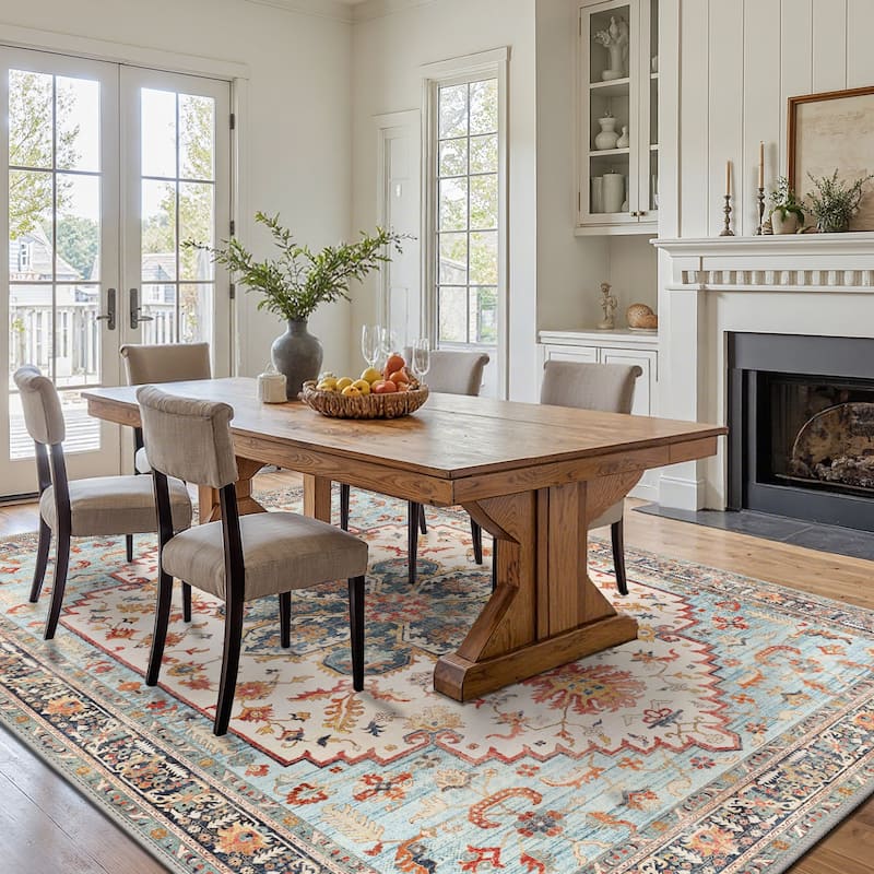 Mcow Vintage Harmony Collection Low-Pile Machine-Washable Area Rug