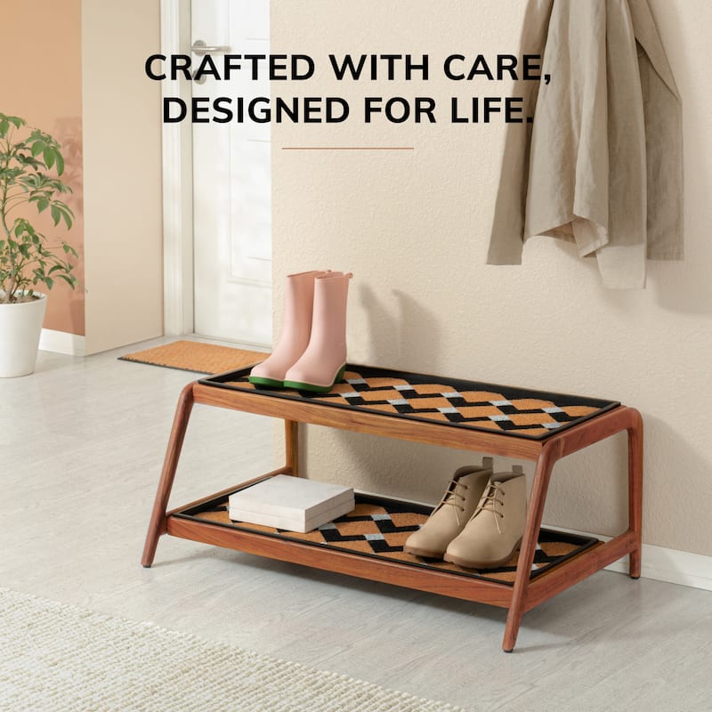 Jani Double-Tier Natural Stand 3-Pair Rubber Boot Trays