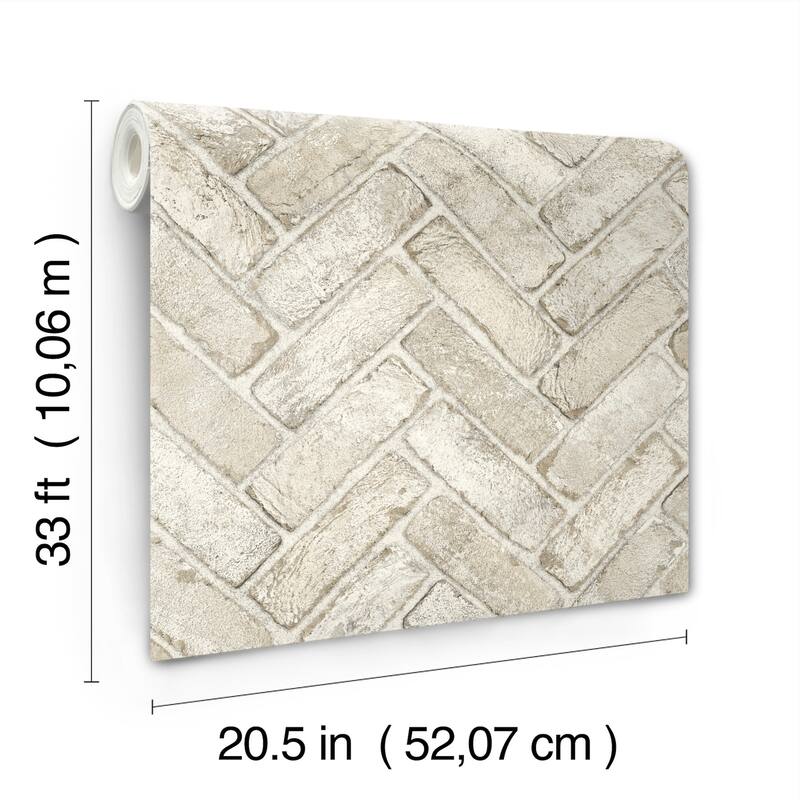 Chesapeake Canelle Taupe Brick Herringbone Wallpaper