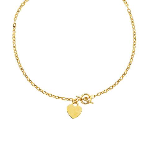 Mcs Jewelry Inc 14 KARAT YELLOW GOLD HEART DANGLING CHARM NECKLACE ( 17 INCHES)