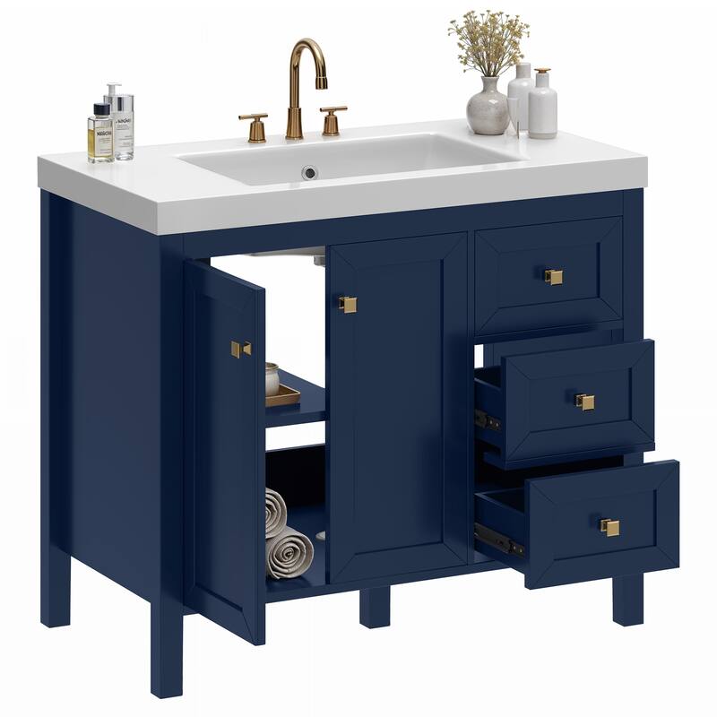 Moasis 36"/42" Bathroom Vanity Cabinet Set with Sink Combo and 3 Drawers & Cabient