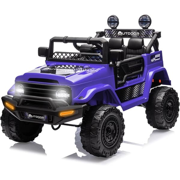 slide 2 of 28, Outdoor Cruiser 12V Kids Ride-On Car with Remote Control - Dual 25W Motors, 4.5AH Battery, Safety Belt, Emergency Stop, Violet - Violet
