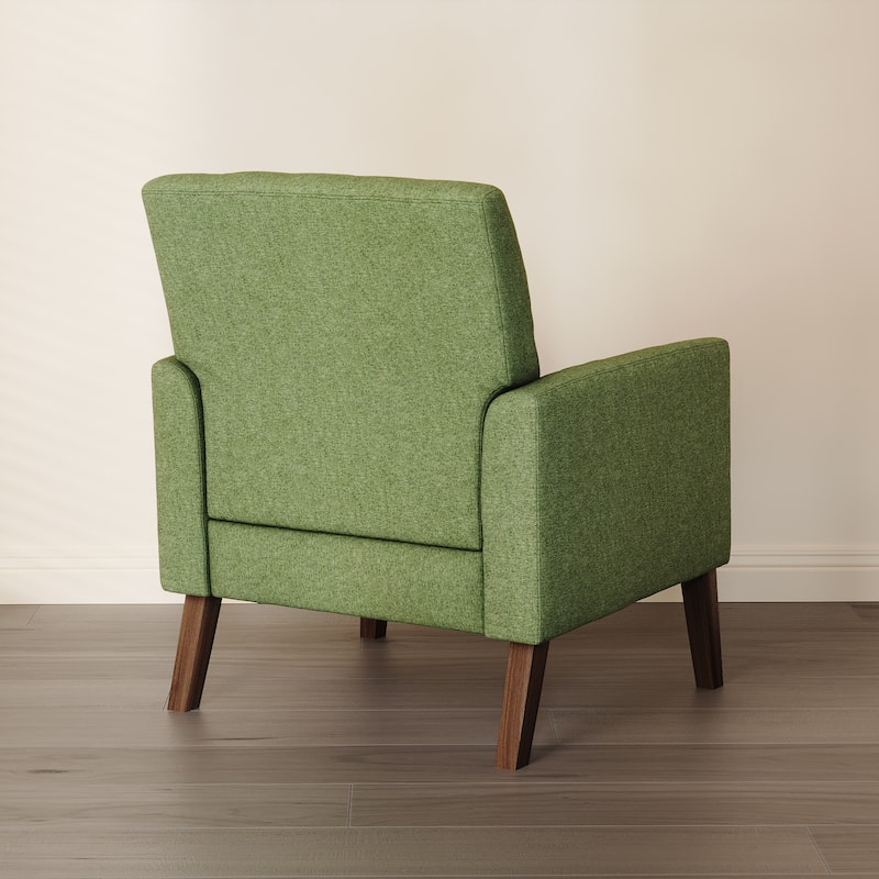 LUE BONA Linen and Walnut Legs Mid Century Modern Button Tufted Accent Chair - 29.53'' H X 30'' W X 33.07'' D