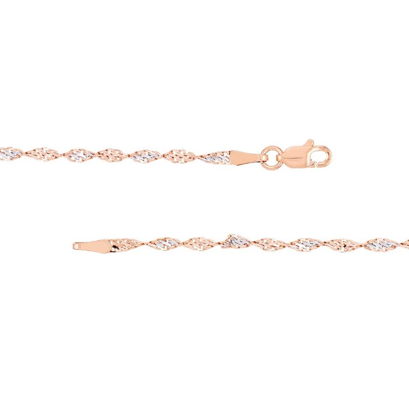 Curata 14k Rose and White Gold 2.1mm Dorica Chain Necklace (Lobster)