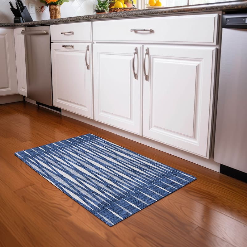 Premium Washable Super Soft Modern Kris Mayfield Rug - Navy - 1'8" x 2'6"