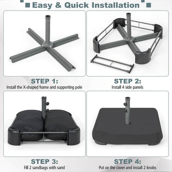 costway patio market offset umbrella stand holder base Costway 90 kg Patio Umbrella Base Large Outdoor Umbrella Stand with Sandbags