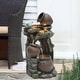 preview thumbnail 3 of 11, Rustic Pots on Tree Resin Outdoor Fountain with LED Lights