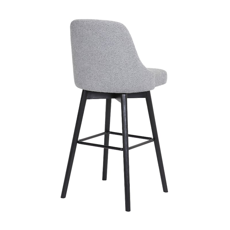 Faux Leather Swivel Bar Chair with Solid Wood Base and Footrest