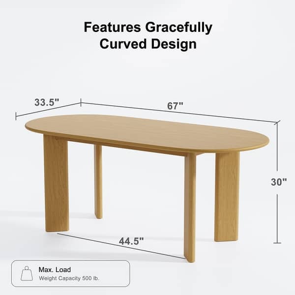dimension image slide 3 of 4, Solid Wood Oval Dining Table for 6-8 People Nordic style