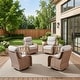preview thumbnail 149 of 199, Outdoor Patio Sofa Swivel Chair with 6-Inch Thick Cushions Set 6PCS Swivel Chair w/ Table - Yellow Wicker Beige Cushion